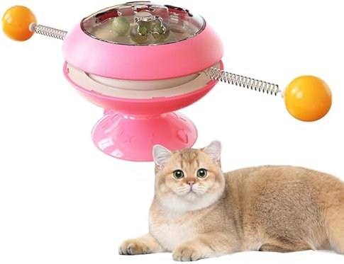 Rukjmqi Catnip Spinner | Cat Toys for Indoor Cats With Suction Cup | Toothbrush, Teething and Interactive Features, Funny Windmill Spinner for Kitten