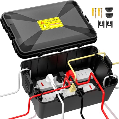 Clatoon Outdoor Elektrobox Wasserdicht 32.5x20.8x12.7cm, Wasserdichte Verlängerungskabel Abdeckung Steckdosenbox, Wetterfeste Anschlussbox für Elektronik Außen, Steckdosenleiste, Urlaubslicht, Stecker