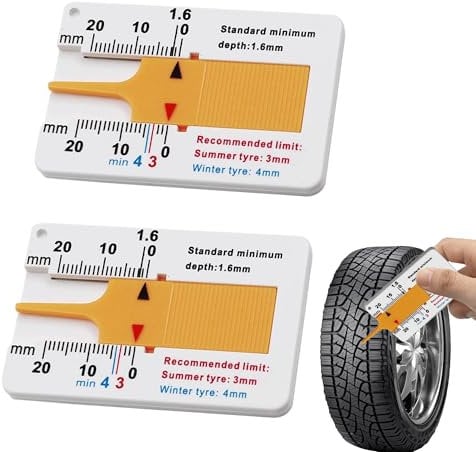 2 Pcs Tyre Tread Depth Gauge UK Portable 0-20 mm Tyre Tread Depth Gauge Tire Ruler Tyre Tread Checker Portable Tread Depth Measuring Tool with Keychain for Car Motorcycle Truck Tyre Tread Gauge