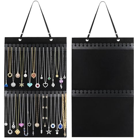 QBXMY7 Organizer per Gioielli da Appendere alla Parete, Organizer per Collane, Bracciali, Orecchini, Gioielli da Parete, Nero