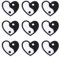 CABODYALS 10PCS 34MM Black White Yin Yang Iron on Patches Mini Heart Sew on Patch Tai Chi Embroidered Repair Applique Bulk for Sewing Making Clothes Shirt Valentines Backpack Christmas Diy Supply