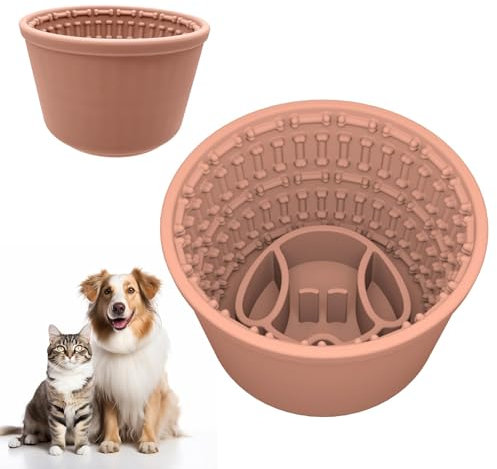 Zueyen Grande gamelle anti-glouton pour chien - Gamelle en silicone avec effet antidérapant pour une alimentation saine et moins de ballonnements (rose viande)