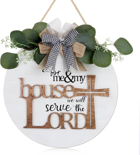 TOARTi Easter House Wood Sign,3D As For Me And My House We Will Serve the Lord Religious Christian Door Decor,11.4 Farmhouse Bible Verse Scripture Wall Sign,Rustic Jesus Cross Decor for Home Office