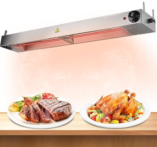 YAOYAOO Wärmebrücke Speisenwärmer, Edelstahl Wärmelampe Küche für Essen, Kommerzielle Gastro Wärmelampe Infrarot, Warmhalte Lampe für Partys, Buffets (60cm)