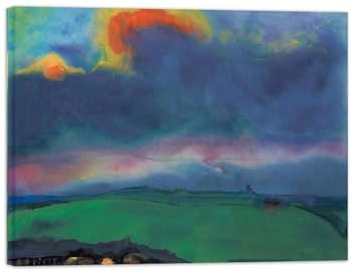 SDYSKKUG Emil Nolde Kunstdruck Leinwandbilder. Berühmte Gemälde Abstrakte Bild Reproduktion. Marsh Landschaft Evening. Poster Fertig zum Aufhängen 40x30cm Innenrahmen