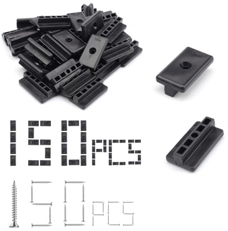 YFaith 150 Stück WPC Clips, 6 mm Terrassendielen Befestigung Unsichtbar mit Schrauben Dielen T-clips, Abstandshalter Terrassendielen, Kunststoff Befestigungsclips für WPC/BPC Böden, Balkone, Gärten
