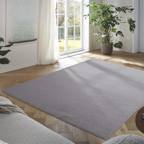 Taracarpet Teppich Kurzflor weicher Designer Uni Bodenbelag Madrid fürs Wohnzimmer, Kinderzimmer, Schlafzimmer und die Küche geeignet New Grau 280x380 cm