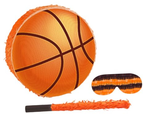 UKCOCO Basketball Piñata aus Karton mit Stab und Augenbinde Partyspiel und Dekoration für Sportgeburtstag Inklusive Aufhängeschlaufe und Konfetti