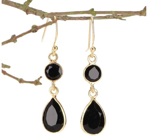 Vergoldete Boho Ohrringe aus Sterlingsilber, edle Schmuckstücke, Onyx