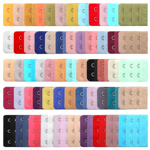 58PCS Bra Extenders 2 Hooks 3 Rows, Women Bra Extenders 3 Hooks 3 Rows | Soft and Comfortable Bra Extender, for During Pregnancy, Breastfeeding, Weight Gain, Bra too Tight (48 Colors)