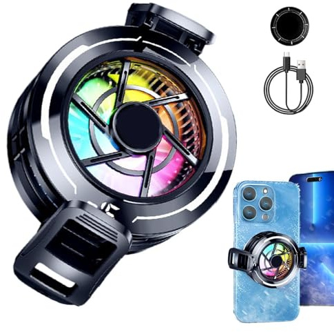Générique Magnetic Cooler for Phone, Tablet Cooling with LED Screen - Portable Cooling Fan for Phone, Home, Office, Apartment, Travel, Road