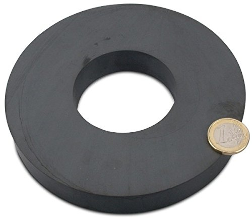 Ringmagnet Ø 140,0 x 60,0 x 20,0 mm (magnets4you) - hält 19 kg, Magnetring aus Y30 Ferrit, Magnet Scheibe mit Loch, ideal zum Basteln