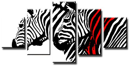 Visario 5567 Bilder und Kunstdrucke auf Leinwand Bild 160 x 80 cm Zebra fünfteilig