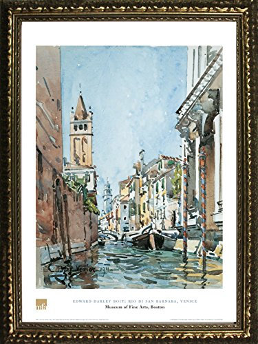 FRAMED Rio Di San Barnaba, Venice by Edward Darley Boit 28x20 Art Print Poster Famous Painting From Museum of Fine Arts Boston Collection