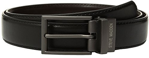 Steve Madden Herren Reversible Men's Dress Casual Every Day Leather Belt Gürtel, Schwarz/Braun (glatt), 42