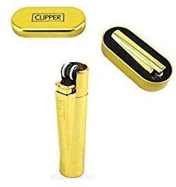 Clipper Feuerzeug Metall mit Hülle - Gold (groß Format)