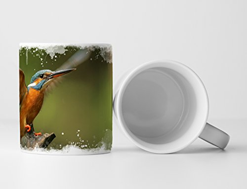 Eau Zone Fotokunst Tasse Geschenk Tierfotografie – Bunter Eisvogel im Anflug