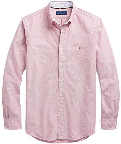 Ralph Lauren Polo Men's Long Sleeve Button-Down Oxford Shirt, Crimson, XXL