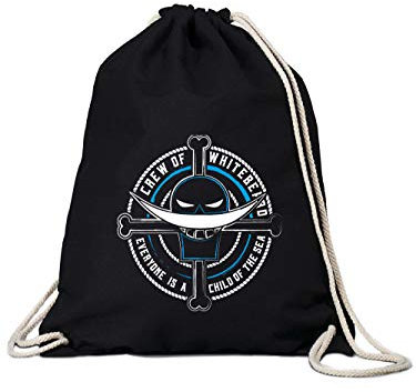 clothinx Crew of Whitebeard Piraten Anime und Manga Design | Crossbone Newgate Freibeuter Schädel | Perfekt für Cosplay Fans und die nächste Convention Gym-Bag Turn-Beutel Schwarz