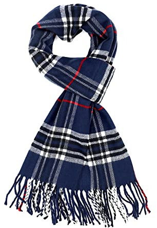 Achillea Schottischer Schottenkaro karierter Schal, klassischer Winterschal, weiches Kaschmirgefühl für Herren und Damen, Schottisches Marineblau kariert