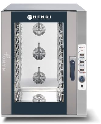 HENDI Kombidämpfer Digital, Heißluft- mit Dampfbackofen, 3 reversierenden Lüftern, mit Temperaturfühler, Temperatur bis 260°C, Elektr. Timer, 12x GN 1/1, 400V, 13800W, 920x834x(H)1195mm, Edelstahl