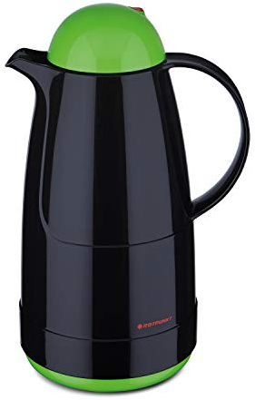 ROTPUNKT Isolierkanne 215 CHRISTINE 1,5 l | Zweifunktions-Drehverschluss | BPA Frei- gesundes trinken | Made in Germany | Warm+Kalthaltung | black/electric grashopper