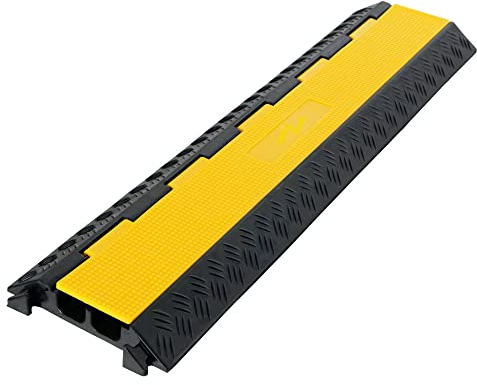 12x Pronomic Protector 2-100L V3 Kabelbrücke 2-Kanal mit V-Steckverbindung - 100 x 25 x 5 cm - Kabelkanal aus Kunststoff für Veranstaltungen - Überfahrschutz für Boden - Schwarz/Gelb