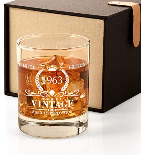 Triwol 60. Geburtstag Geschenke für Männer, Vintage 1963 Whiskeyglas Lustige 60 Geburtstagsgeschenke für Vater, Sohn, Ehemann, 60. Jahrestag Ideen für ihn, 60 Jahre alt Tag Dekorationen Party Favors