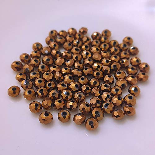 (3 mm/Braun matt) Glasperlen - Bastelperlen aus Glas facettiert Kristall Diamant Optik Loch Perlen zum Basteln auffädeln Armbänder Traumfänger bunt Set DIY kleine große Kinder Schmuck