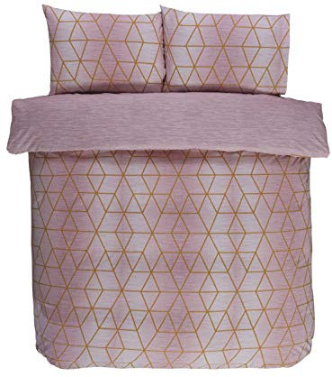 Rapport Home FINEST HOMEWARE CALVIN Shapes Geometric Reversible Duvet Cover Set blush Single