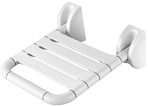 flexilife Duschklappsitz für Wandmontage - Klappsitz Dusche hochklappbar für die Dusche Stuhl klappbar - Duschsitz klappbar Wandmontage für Senioren - Wandklappstuhl (Duschklappsitz bis 130 kg)