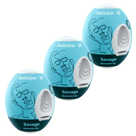 Satisfyer Masturbator Egg | Sex-Spielzeug für Männer | Realistisches Gefühl | Flexibel geformte Struktur für ultimatives Vergnügen | Hydroaktives TPE | Kein Gleitgel nötig | Taschenmuschi Savage 3er