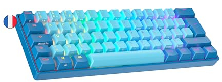 Ranked N60 Nova Clavier Mécanique de Jeu 60% | Hot Swap Gaming Keyboard | 62 Touches Programmables | RGB LED | Mac, PC Windows | AZERTY Français (Bleu, Gateron Pro Brown)