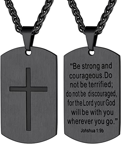 Supcare Dog Tag Kette Herren Hundemarke Gravur Damen Halskette mit Anhänger Kruzifix Kette Militär Christian Ketten Edelstahl Erkennungsmarke Religious Cross Necklace Christian Schmuck für Halloween