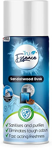 TruEssence Air Burst Air Freshener Spray Odour Eliminator for Home, Cars, Clothes, Shoes. 400ml. (Sandalwood) Made in the UK