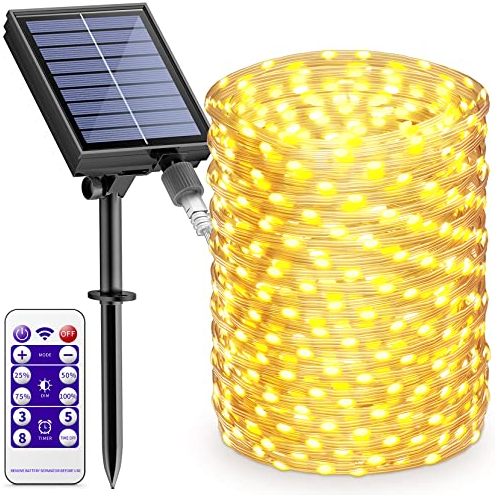 BESCOST Solar-Lichterkette 24 m 240 LED Lichterkette 8 Modi wasserdicht LED Solarleuchten im Außenbereich Dekoration für Weihnachten Party Hochzeit Terrasse Garten