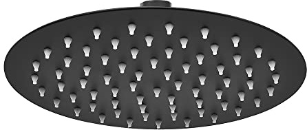 Inbagno Soffione Doccia Nero Opaco anticalcare, in Acciaio Inox, Attacco Universale 1/2” (Diametro 30 cm, Tondo)