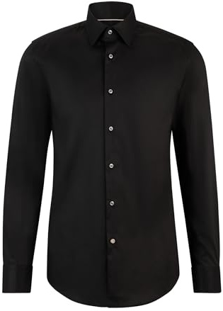 BOSS Herren H-HANK-C1-214 Slim-Fit Hemd aus bügelleichter Baumwoll-Popeline Schwarz001 44