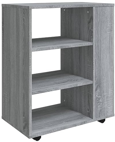 vidaXL Armario con Ruedas Oficina Almacenamiento Cajonera Auxiliar Salón Casa Entrada Despacho Estantería Madera Contrachapada Gris Sonoma