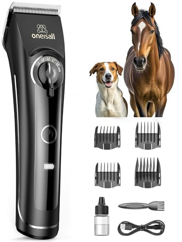 oneisall Maquina Cortar pelo Perros, Caniche Cortapelos Perros pelo Largo, Ultra Silencios Maquina pelar Perros con potente motor, Corta pelo Mascota con cuchillas removibles