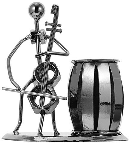 Cabilock Porte-crayon En Fer Multifonction Taille Compacte Décoration En Métal Violoncelle Bureau Artistique Pot à Stylos Élégant Pour Organisation Poste De Travail