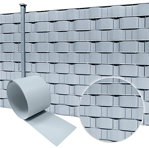 Aufun Lot de 30 bandes de protection visuelle en PVC dur de qualité supérieure pour tapis à double barrettes de jardin - Pour clôture de jardin, balcon, gris