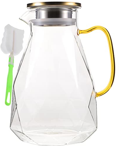 Kichvoe Raffreddatore Di Brocca Di Acqua Calda Brocca D'acqua Con Infusore Di Frutta Pentola Per Lacqua Di Raffreddamento Caraffa Bevande Alto Borosilicato Acciaio Inossidabile