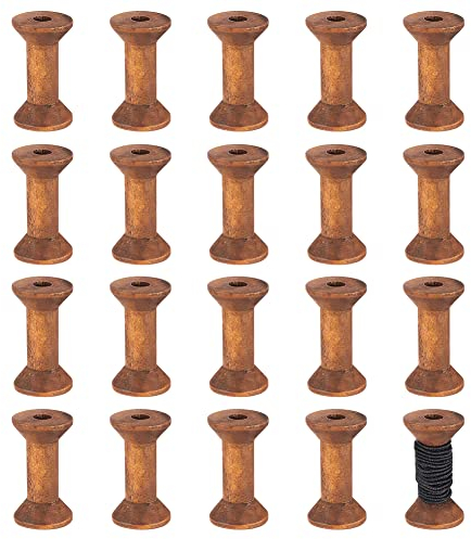 BENECREAT 20 Stück Antike Hölzerne Leere Spulen, 1.57/ 40 mm Leere Garnspulen Holzbandspulen Spulen Für Drahtwebkunst DIY Holzprojekte