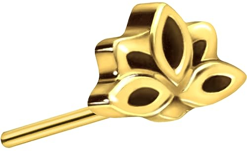 PIERCINGLINE Titan Aufsatz mit Push Pin LOTUSBLÜTE OHNE Labret Stecker Piercing Ohr Helix Tragus Conch Goldfarben