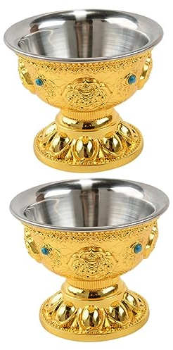 Warmhm Labor Brennschale 2 Stück Becken Stil Wasser Chinoiserie Geld Opfer Ornament Schatz Reichtum Altar Glück Kelch Schreibtisch Weihrauch Yoga Goldene Halle Schüssel Feng Tee Topper Shui
