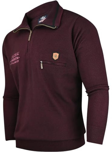 Soltice Herren Langarm Sweatshirt, Poloshirt mit Brusttasche, Polohemd mit Bund, Blousonshirts mit Kragen (M bis 3XL) (L, [M11] Bordeaux)