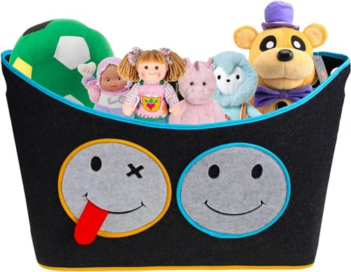 SILUK Aufbewahrungsbox Kinder | 60 L | Spielzeugkiste aus Filz | Perfekte Aufbewahrung für jedes Kallax Regal | faltbare Spielzeug Aufbewahrung für Jungen & Mädchen (Einzelbox) (Blau/Gelb)