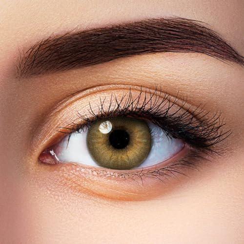 Aricona Farbige Kontaktlinsen mit Stärke, Honig-Braun, -3,25 Dioptrien, Brillante Augenfarbe & klare Sicht mit den natürlichen Farblinsen für Brillenträger mit Premium Hydrogel