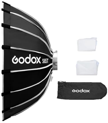 Godox S65T Softbox con ombrello a sgancio rapido da 65 cm/25,6 pollici Softbox pieghevole professionale con supporto Bowen standard e diffusori per fotografia in studio Ritratto Streaming live
